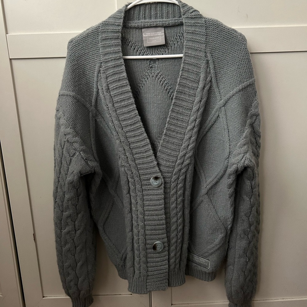 Taylor Swift TTPD Gray Cable Knit Cardigan